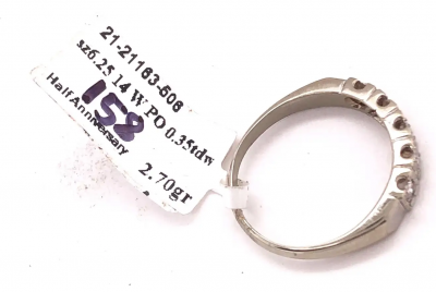 14 Karat White Gold Five Diamond Anniversary Ring Wedding Band 0 35 TDW