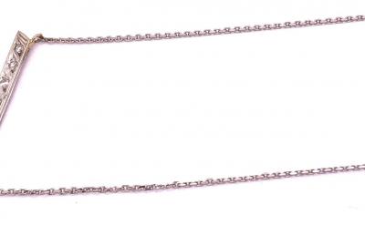 14 Karat White Gold Free Form Heart Charm with Diamonds Necklace