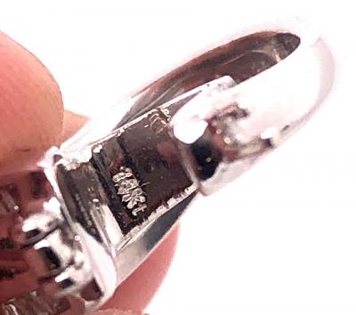 14 Karat White Gold Free Style Half Hoop Diamond Earrings