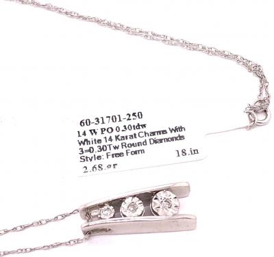 14 Karat White Gold Freeform Charms with Graduating Diamonds 0 30 TDW