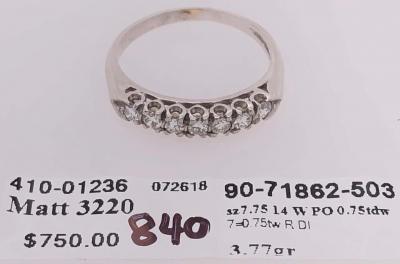 14 Karat White Gold Half Anniversary Diamond Bridal Wedding Ring Band