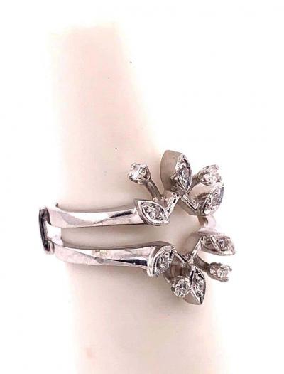 14 Karat White Gold Interlocking Engagement Ring Guard