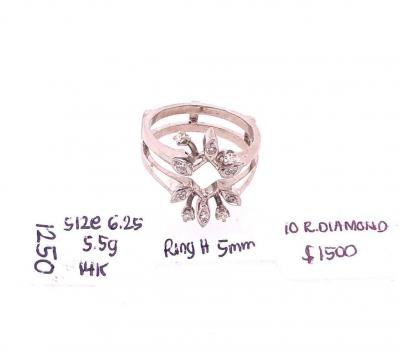 14 Karat White Gold Interlocking Engagement Ring Guard