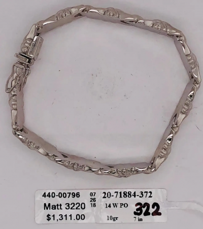 14 Karat White Gold Link Bracelet Italy