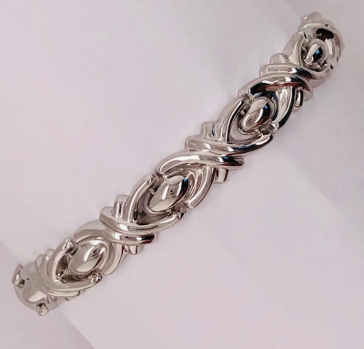 14 Karat White Gold Link Bracelet Italy