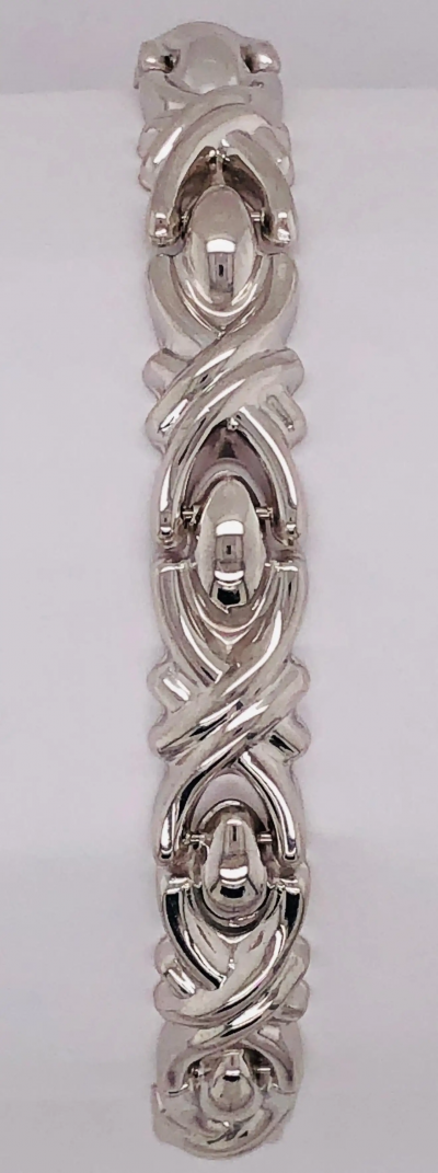 14 Karat White Gold Link Bracelet Italy