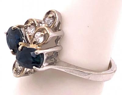 14 Karat White Gold Sapphire and Diamond Fashion Ring