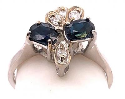 14 Karat White Gold Sapphire and Diamond Fashion Ring