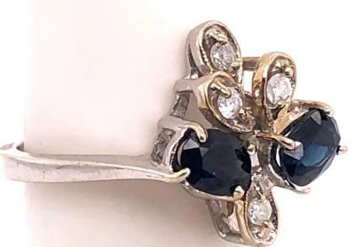 14 Karat White Gold Sapphire and Diamond Fashion Ring