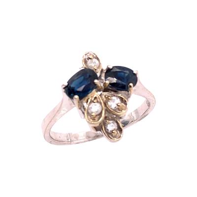 14 Karat White Gold Sapphire and Diamond Fashion Ring