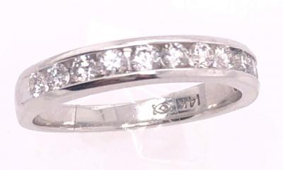 14 Karat White Gold and Diamond Band Bridal Wedding Ring