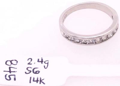 14 Karat White Gold and Diamond Band Bridal Wedding Ring