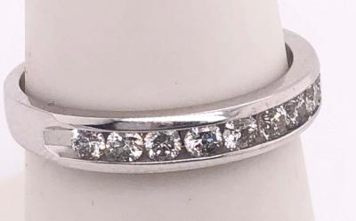 14 Karat White Gold and Diamond Band Bridal Wedding Ring