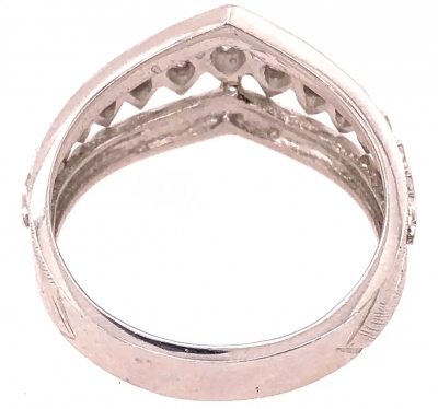 14 Karat White Gold and Diamond Geometric Ring or Bridal Band 0 33 TDW