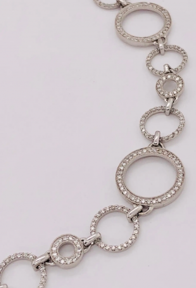 14 Karat White Gold and Diamond Necklace with 6 5 Total Diamond Weight