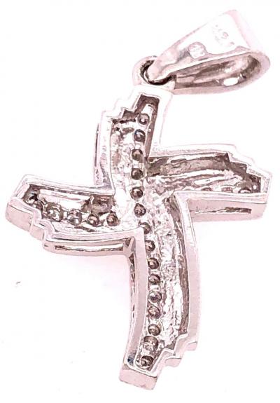 14 Karat White Gold and Diamond Religious Charm Crucifix Pendant