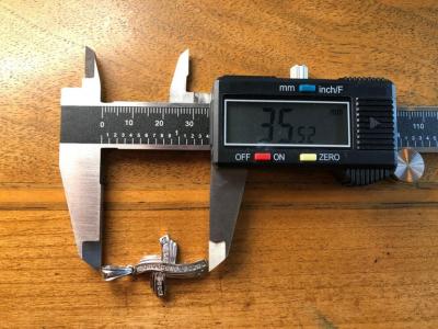 14 Karat White Gold and Diamond Religious Charm Crucifix Pendant