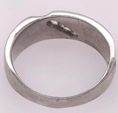 14 Karat White Gold and Diamond Three Stone Band Wedding Bridal Ring