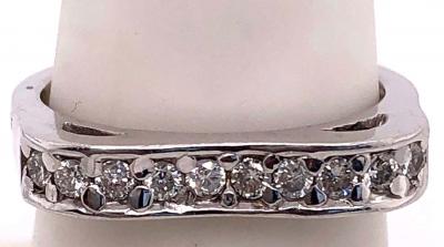 14 Karat White Gold and Diamond Wedding Band Bridal Anniversary Ring