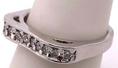 14 Karat White Gold and Diamond Wedding Band Bridal Anniversary Ring