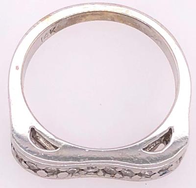 14 Karat White Gold and Diamond Wedding Band Bridal Anniversary Ring