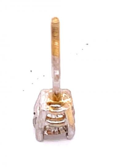 14 Karat White Gold and Round Diamond Stud Earrings Screw Back