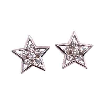 14 Karat White Gold with Diamonds Star Earrings 0 50 Total Diamond Weight