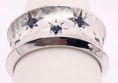 14 Karat White Gold with Round Sapphires Fashion Band Ring
