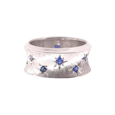 14 Karat White Gold with Round Sapphires Fashion Band Ring