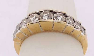 14 Karat Yellow Gold And Graduating Nine Diamond Anniversary Ring 1 00 TDW