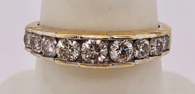 14 Karat Yellow Gold And Graduating Nine Diamond Anniversary Ring 1 00 TDW