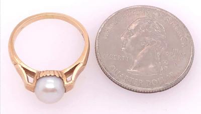 14 Karat Yellow Gold B F Pearl Ring