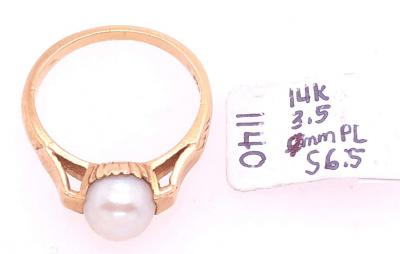14 Karat Yellow Gold B F Pearl Ring