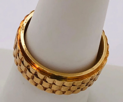 14 Karat Yellow Gold Band Ring or Wedding Ring Weave Design