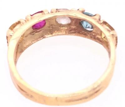 14 Karat Yellow Gold Band with Multicolored Semi Precious Stones