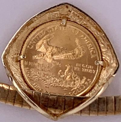 14 Karat Yellow Gold Coin Pendant Necklace 32 Grams Total Italy