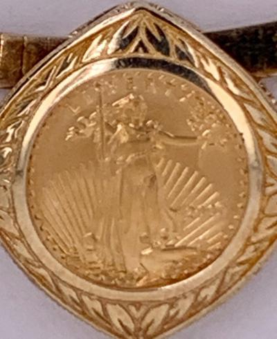 14 Karat Yellow Gold Coin Pendant Necklace 32 Grams Total Italy