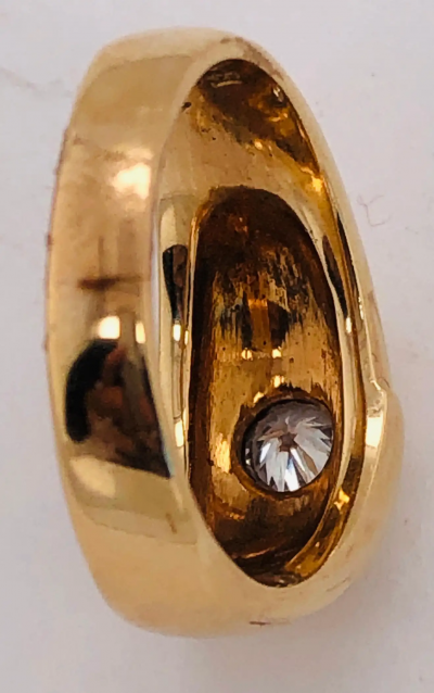 14 Karat Yellow Gold Contemporary Ring with Diamond 0 33 Total Diamond Weight