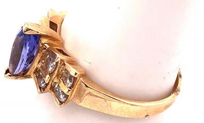 14 Karat Yellow Gold Contemporary Ring with Turquoise and Diamonds