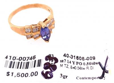 14 Karat Yellow Gold Contemporary Ring with Turquoise and Diamonds