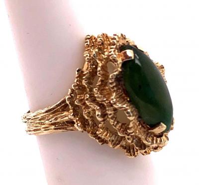 14 Karat Yellow Gold Fashion Jade Ring