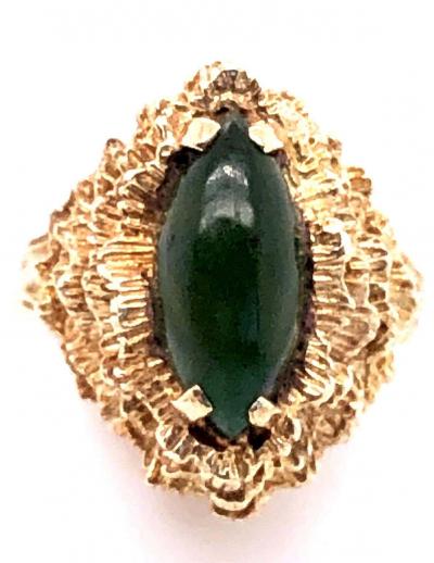 14 Karat Yellow Gold Fashion Jade Ring