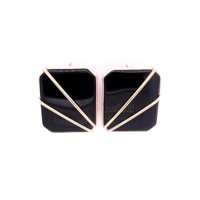 14 Karat Yellow Gold Fashion Onyx Earrings Modern