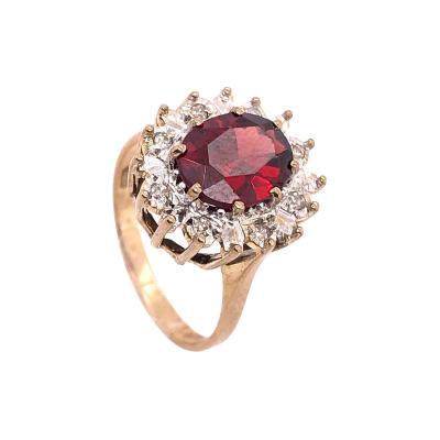 14 Karat Yellow Gold Fashion Ring with Ruby and Diamonds