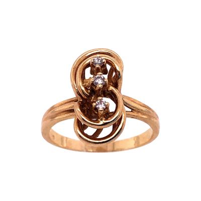 14 Karat Yellow Gold Fashion Ring with Three Round Diamonds