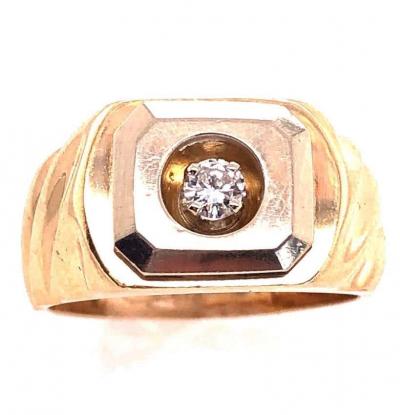 14 Karat Yellow Gold Fashion Ring with round Diamond
