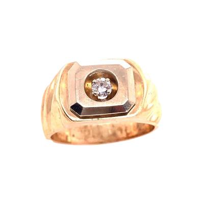 14 Karat Yellow Gold Fashion Ring with round Diamond