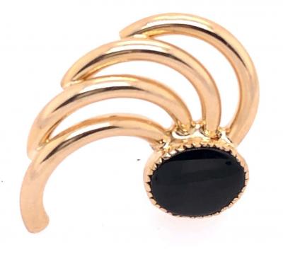 14 Karat Yellow Gold Free Style Onyx Earrings