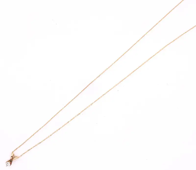 14 Karat Yellow Gold Necklace with Round Diamond Pendant