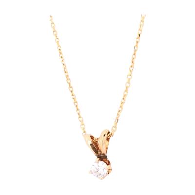 14 Karat Yellow Gold Necklace with Round Diamond Pendant